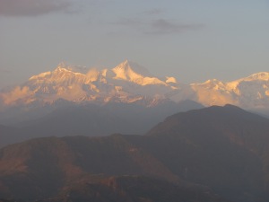 Mt. Sarangkot at sunset in the Annapurna Mountains