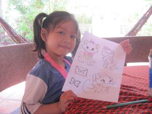 Siphon's niece showing her colouring with such pride.