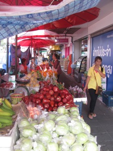 Vegetable and fruit street stall.
