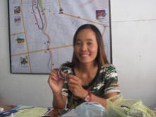 Kimleung showing one of her finished products- Battambang
