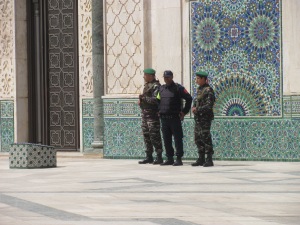 Standing guard at the Hassan II mosque.