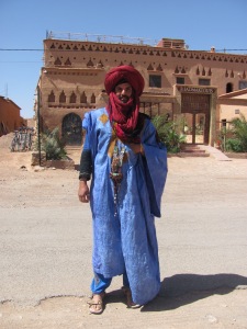A man in the traditional dress of the Berber, the original natives of Morocco.