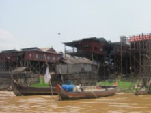 Houses along the Tonlee Sap - largest lake in Cambodia