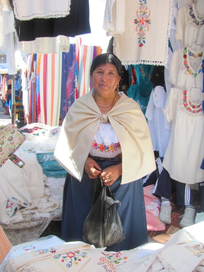 Indigenous woman at Otavalo market.