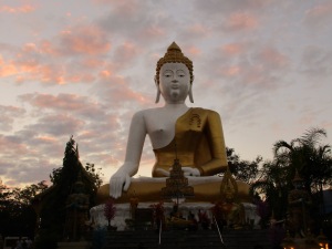 A Big Buddha at sunset.