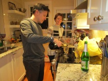 Gee and Melissa pouring the bubbly.