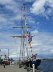 A tall ship from the Netherlands docked at the harbour.
