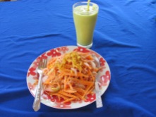 Delicious avocado drink and carrot salad, Inlee Lake, Myanmar