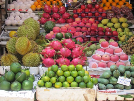 Fresh fruit in Hanoi market,Viet Nam.